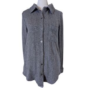 Buckle Black Grey Cable Knit Button Down Shacket Small